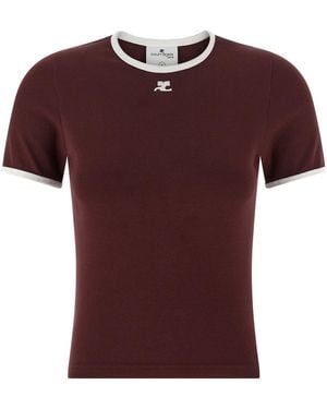 Courreges Courreves 'Signature Contrast' T -Shirt - Rot
