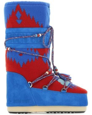 Alanui Suede And Fabric Boots - Blue