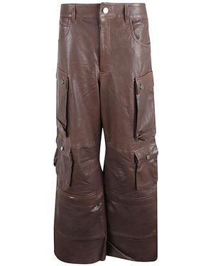 Fermas.club Leather Cargo Trousers - Brown