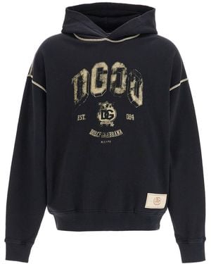 Dolce & Gabbana Übergroßer Hoodie mit Kapuzen- und Logo -Druck - Blau