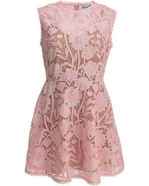 Self-Portrait Short Lace Dress - Pink