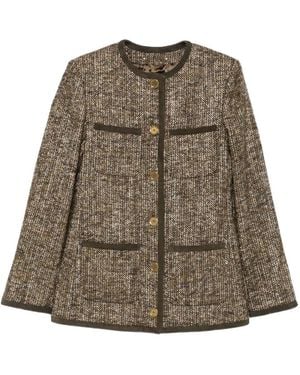 Golden Goose Collarless Tweed Jacket - Brown