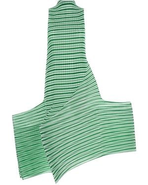 Issey Miyake 'Generic Stripes (Machine Pleats) Dress - Green