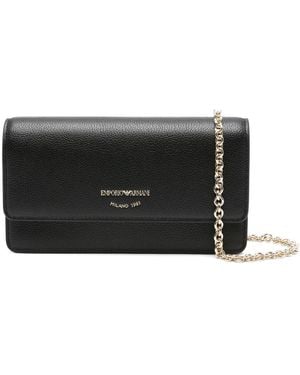 Emporio Armani Leather Wallet On Chain - Black