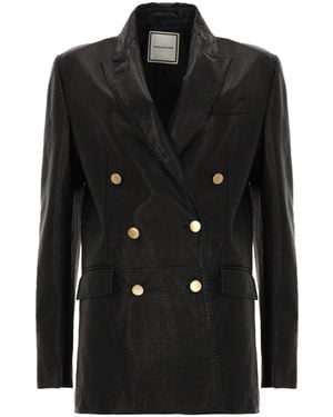 Tagliatore Solid Notched Lapel Blazer - Black