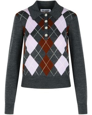 Self-Portrait Self Portrait 'Argyle' Wool Jumper - Black