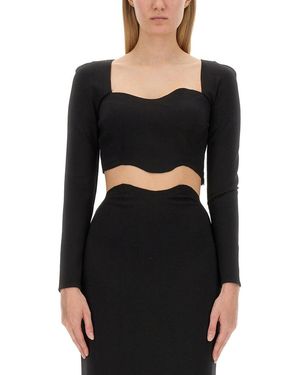 STAUD Ropes Top Viscose Tops - Black