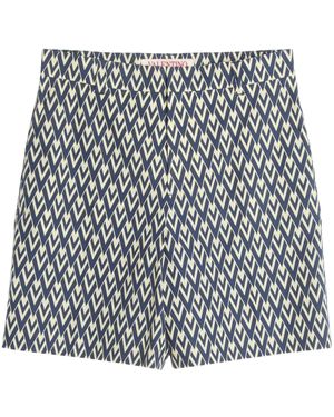 Valentino Marine Blue Geometrische Mustershorts - Schwarz