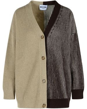 Moschino Two-Tone Cashmere Blend Cardigan - Brown