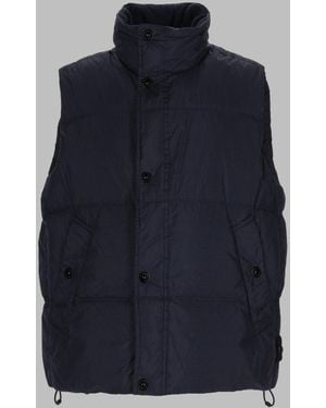 Stone Island Quilted Padded High-Collar Vest - Blue