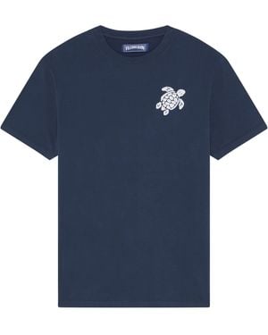 Vilebrequin Camiseta de algodón orgánico con estampado de tortuga de - Azul