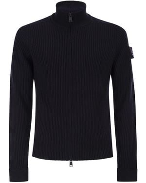 Premiata Wool Cardigan With Zip - Blue