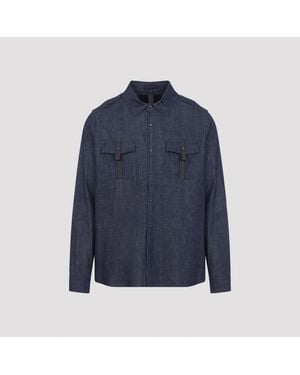 Sease Cotton Denim Overshirt - Blue