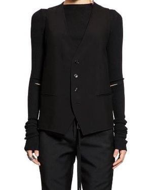 Ann Demeulemeester Charlotte Klassiek Gilet Viscose Calico - Zwart