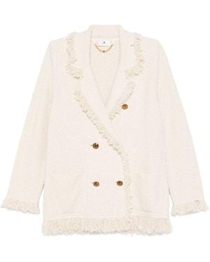 Elisabetta Franchi Cotton Double-Breasted Jacket - White