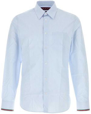 Gucci Embroidered Poplin Shirt - Blue
