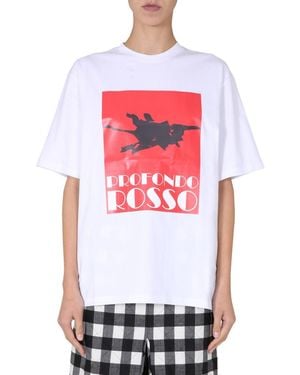 MSGM Graphic Crew Neck T-Shirt - White