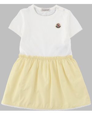Moncler Kids Cotton Mini Dress With Contrast Sleeves - Multicolour