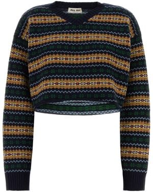 Miu Miu Embroidered Wool Jumper - Black
