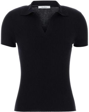 Max Mara Midnight Wool Albero Polo Shirt - Black