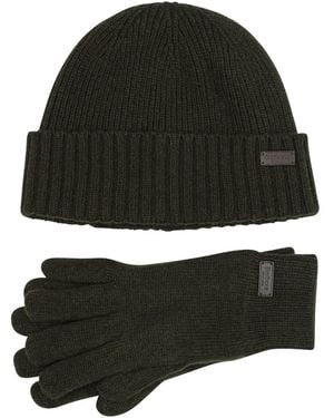 Barbour "Carlton" Beanie And Gloves Set - Black