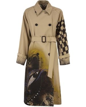 Weekend by Maxmara Wkspeccati gemusterter wasserabweisender Gabardine-Trenchcoat - Natur