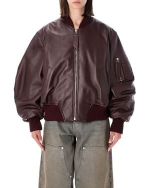 The Attico Anja Leather Bomber Jacket - Brown