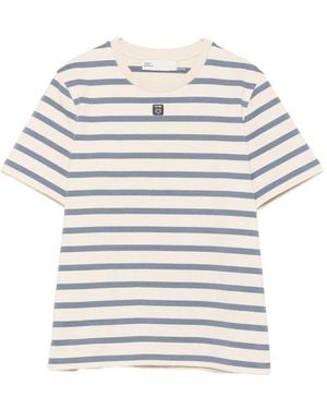 Tory Burch Striped Cotton T-Shirt - Gray