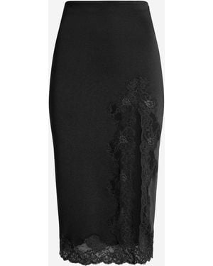 Balmain Midirock aus Strick und Spitze - Schwarz