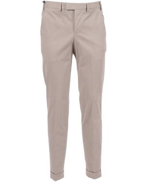 PT01 Master, Flat Front, Diagonal Pockets, Flap Back Pockets, Turn Up - Grey