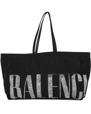 Balenciaga Black White Tote Bag - Negro
