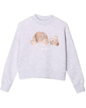 Palm Angels Felpa Con Stampa Bear - White