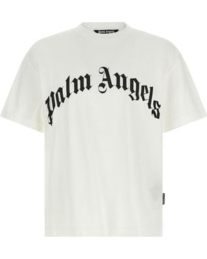 Palm Angels 'gebogen Logo' T -shirt - Wit