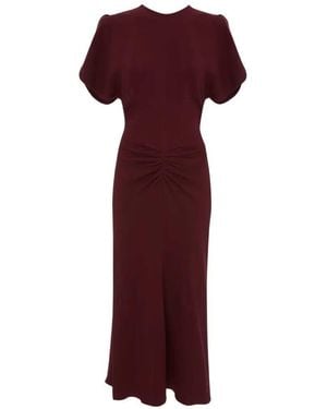 Victoria Beckham Bela Ruched Midi Dress - Purple