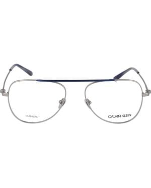 Calvin Klein Satin Metal Optical Glasses - Metallic