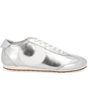 Marine Serre Metallic Leather Trainers With Crescent Accent - White