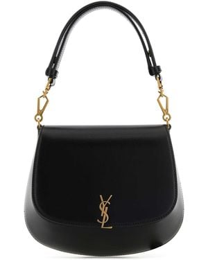 Saint Laurent Leather Voltaire Handbag - Black