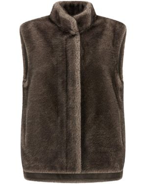 Lou Andrea Faux Vest Fur - Brown