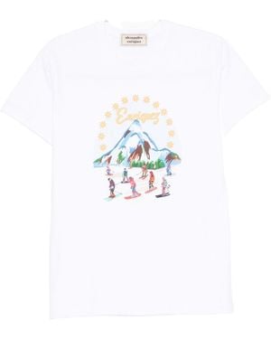 ALESSANDRO ENRIQUEZ Embroidered Cotton T-Shirt - White