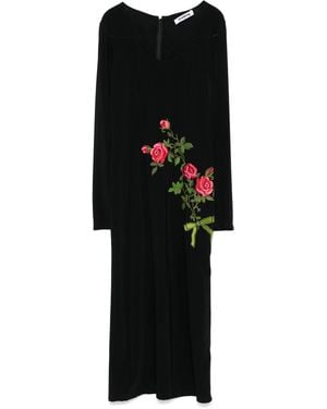 Vivetta Floral Embroidered Midi Dress - Black