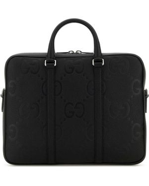 Gucci Leather Briefcase - Black