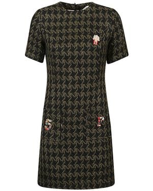 5 PROGRESS 5 PROURGRO HOUNDTOOTH Wool Blend Vestido corto - Negro