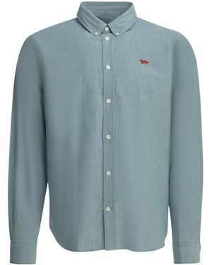 Maison Kitsuné Profile Fox Regular Shirt - Blue