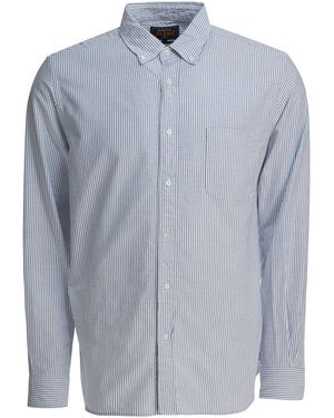 Beams Plus Gestreiftes Baumwollhemd von - Blau