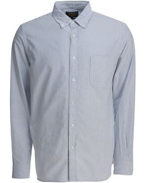 Beams Plus Cotton Striped Shirt Shirts - Blue