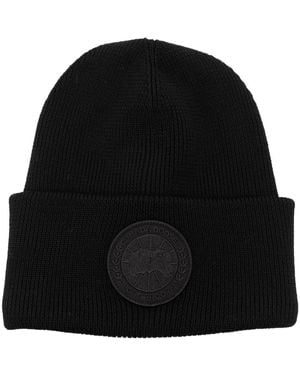 Canada Goose Gorro de lana del logotipo de ganso de Canadá - Negro