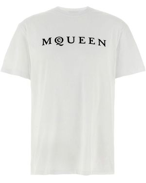 McQueen Crew Neck T-Shirt With Logo Print - Weiß