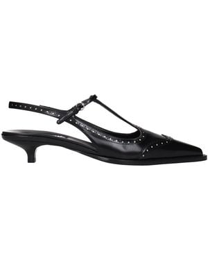 Miu Miu Leather Sandals - Black