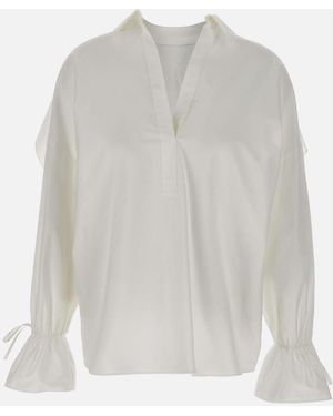 Blumarine Weißes Baumwoll-Popeline-Hemd