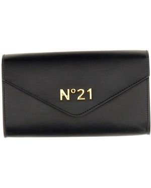 N°21 Leather Wallet With Logo - Black